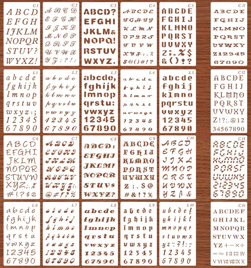 SKATAN 24 Pack Drawing Painting Stencils Template Sets, Number and Alphabet Letter Drawing Painting Stencils Template for Scrapbooking, Card and Craft Projects - Image 1